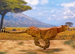 Krajobraz z gepardem w sztuce origami