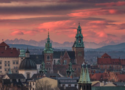 Polska, Kraków, Dachy, Domy, Góry, Tatry