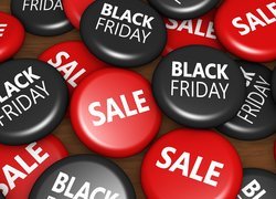 Krążki z napisem Black Friday i Sale