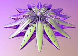 Kwiat pokryty kroplami w grafice 3D