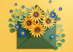 Kwiaty w zielonej kopercie
