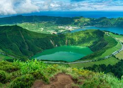 Portugalia, Azory, Sao Miguel, Góry, Jezioro, Lagoa do Canario