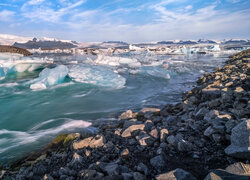 Laguna, Jezioro Jokulsarlon, Islandia, Kamienie, Lód