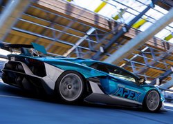 Forza Horizon 5, Lamborghini Aventador SVJ, Niebieski, Tył, Bok, Kryty, Tor