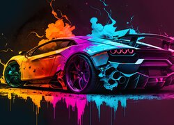 Lamborghini w kolorowej grafice