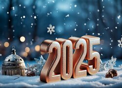 Nowy Rok, 2025, Zima, Śnieg, Lampion, Grafika