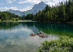 Zbiornik zaporowy, Jezioro, Arnisee, Góry, Drzewa, Las, Kanton Uri, Szwajcaria