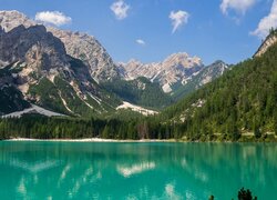 Góry, Jezioro, Lago di Braies, Pragser Wildsee, Lasy, Włochy
