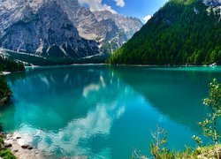 Włochy, Góry Dolomity, Dolina Val Pusteria, Dolina Val di Braies, Jezioro Pragser Wildsee