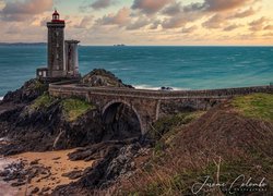 Latarnia morska, Phare du Petit Minou, Most, Morze, Droga, Skały, Gmina Plouzane, Bretania, Francja