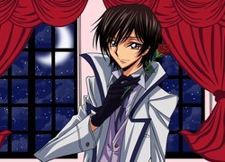 Manga Anime, Code Geass, Postać, Lelouch Lamperouge, Róża, Okno