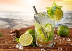 Drink, Mojito, Limonki, Szklanka, Lód