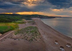 Wzgórza, Morze, Plaża, Veleka Beach, Leżaki, Las, Drzewa, Sinemorec, Gmina Carewo, Bułgaria