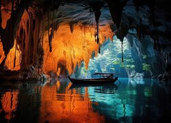 Łódka, Jaskinia, Rzeka, Puerto Princesa, Filipiny