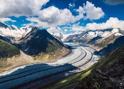 Góry, Alpy Berneńskie, Lodowiec, Aletschgletscher, Valais, Szwajcaria