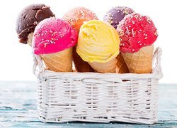 Lody w koszyczku