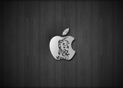 Apple, Logo, Wzór, Kwiatowy, Szare, Tło