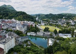 Miasto, Lourdes, Rzeka Gave de Pau, Sanktuarium Matki Bożej, Góry, Pireneje, Oksytania, Francja