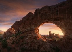 Park Narodowy Arches, Łuk skalny, Double Arch, Skały, Stan Utah, Stany Zjednoczone