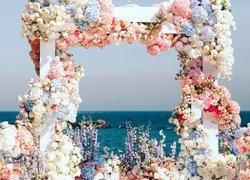 Ślub, Dekoracja, Łuk kwiatowy, Kwiaty