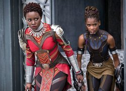 Film, Black Panther, Czarna pantera, Lupita Nyongo - Nakia, Letitia Wright - Shuri