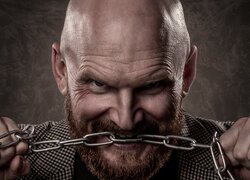 Mężczyzna, Broda, Łańcuch, Ręce