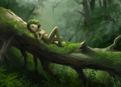 Mały elf usnął na drzewie