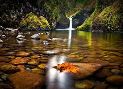 Wodospad, Punch Bowl Falls, Eagle Creek, Rzeka, Kolumbia River, Kamienie, Skały, Stan Oregon, Stany Zjednoczone