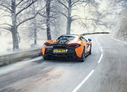 McLaren 570S by Novitec, 2016, Ośnieżone, Drzewa, Zima, Droga