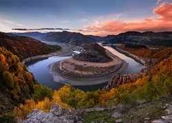 Rzeka Arda, Bułgaria, Zakole, Meander, Góry Rodopy, Jesień