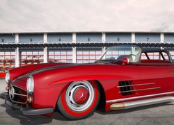 Czerwony, Mercedes Benz 300 SL Roadster, 1956, Zabytkowy