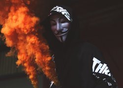 Maska, Anonimowy, Mężczyzna, Anonymous, Dym