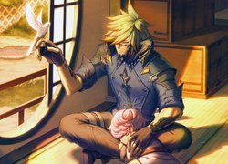Mężczyzna z dzieckiem z gry Final Fantasy XIV