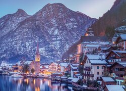 Miasteczko Hallstatt zimową porą