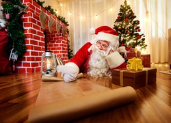 Mikołaj myśli nad listą prezentów