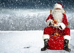 Święty, Mikołaj, Prezenty, Zima, Śnieg