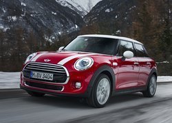 Czerwony, Mini Cooper D DCT, 2017, Droga, Góry