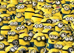 Minionki, Dużo, Okulary Ochronne, Ogrodniczki, Śmiech, Postacie Animowane