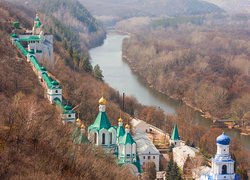 Ławra Świętogórska, Monastyr, Klasztor, Cerkiew, Rzeka, Swiatohirsk, Ukraina