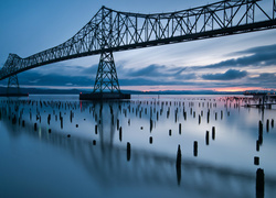 Stany Zjednoczone, Most Astoria-Megler, Rzeka Kolumbia, Zachód słońca