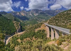 Góry, Łańcuch Górski, Pireneje, Francja, Droga, Most, Pont du Vecchio