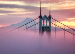 Most St. Johns Bridge, Portland, Stan Oregon, Stany Zjednoczone, Mgła