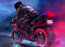 Digital Art, Motocykl, Motocyklista, Kask, Pilot