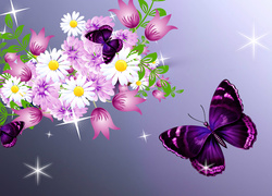 Motyle i kwiaty w grafice