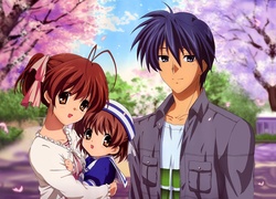 Nagisa Furukawa, Ushio Okazaki i Tomoya Okazaki z serii anime Clannad