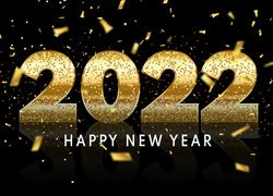 Napis Happy New Year pod datą 2022