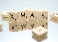Scrabble, Płytki, Lustro, Odbicie, Napis, Boże Narodzenie