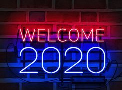 Neonowy napis Welcome 2020