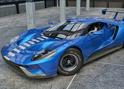 Niebieski Ford GT Supercar rocznik 2017