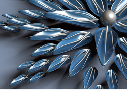 Niebieski kwiat w grafice 3D
